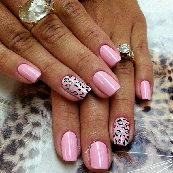 Розовый Ногти С Леопардом Дизайн