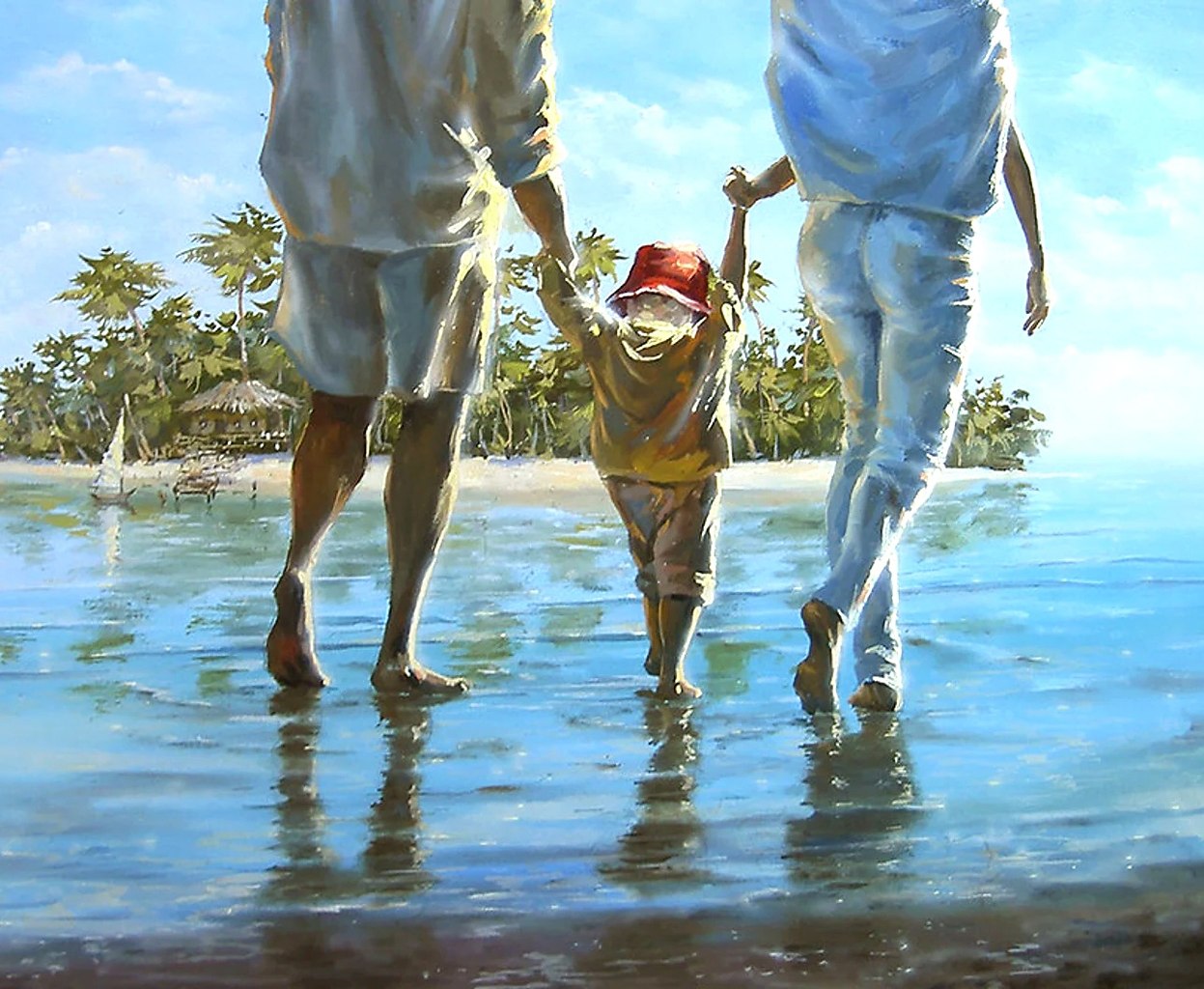 Море семья живопись