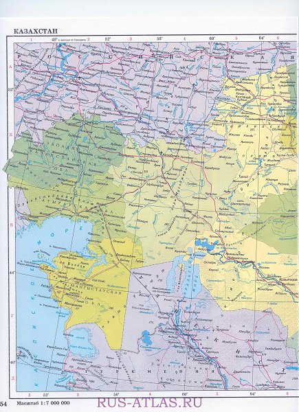 Карта казахстана с городами на русском языке областями подробная