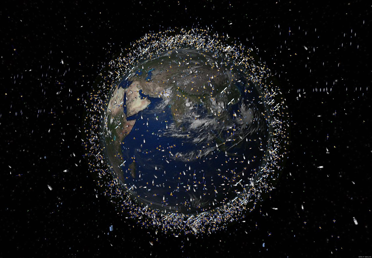 Земля из космоса со спутниками