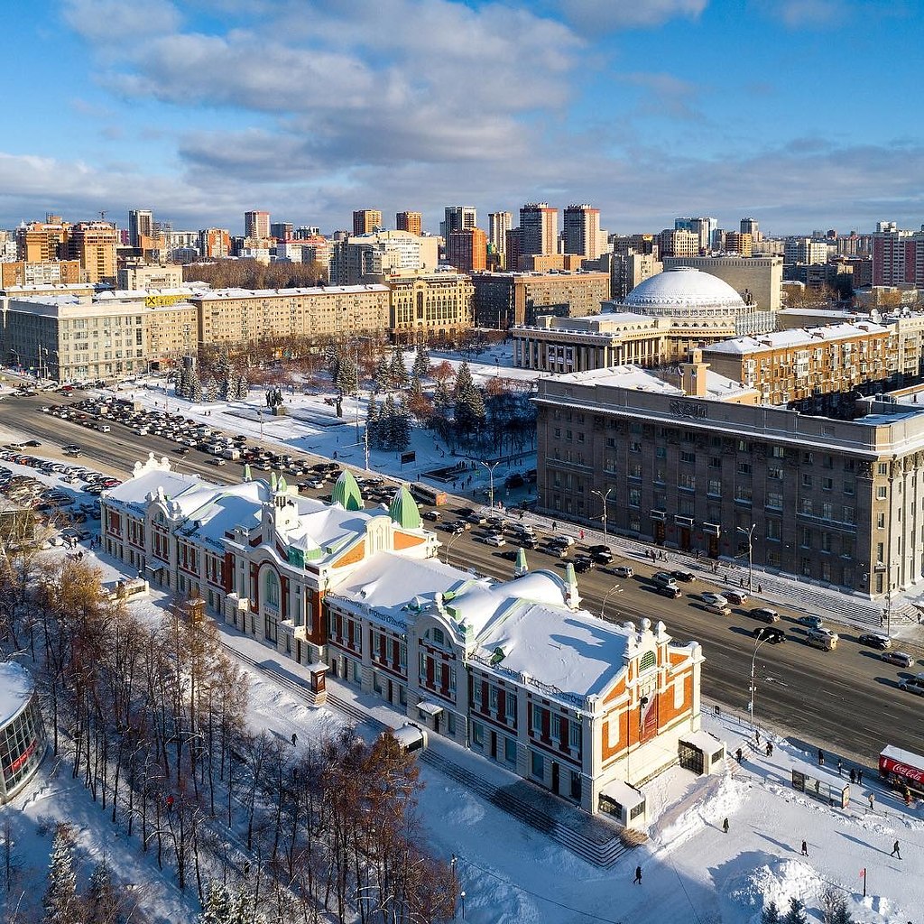 Площадь Ленина Новосибирск зимой