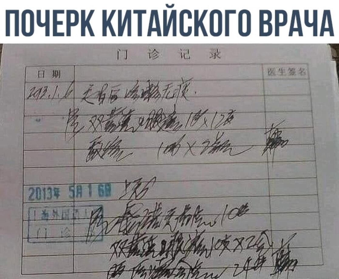 Китайский врачебный почерк