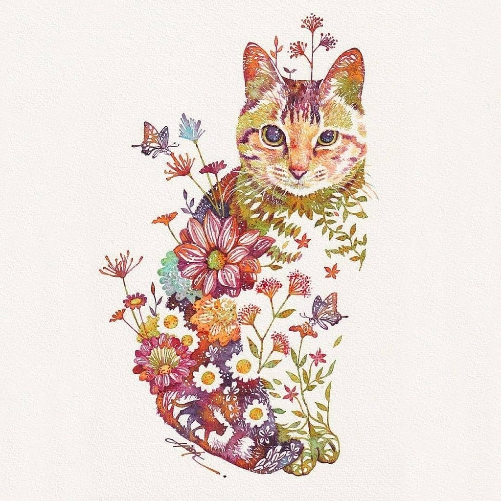 Котик из цветов