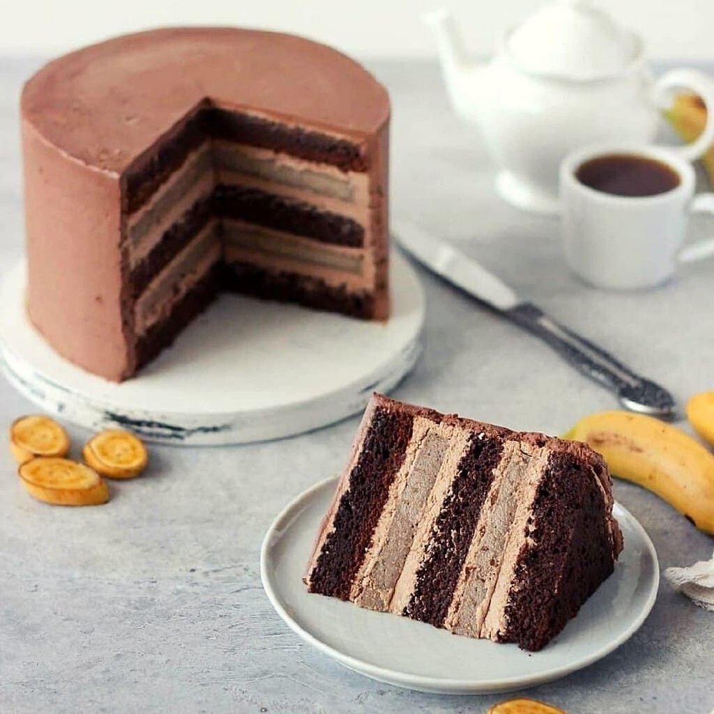 Торт бананово шоколадный крем для