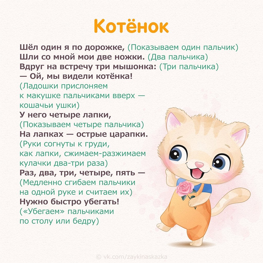 Пальчиковая игра про котенка для детей