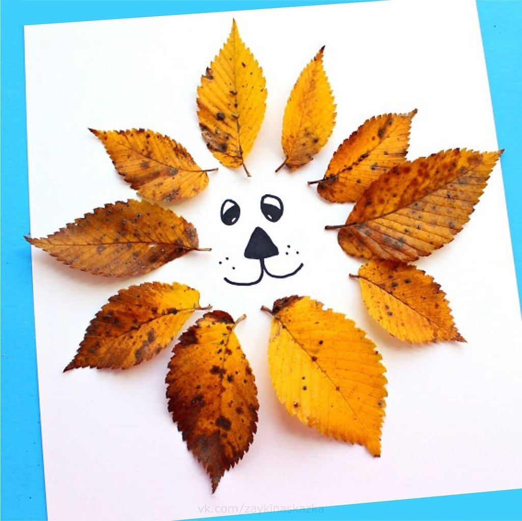Аппликации из осенних листьев для детей