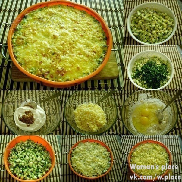 Кабачки, запеченные с сыром - объедение! 1. Кабачки порезать на кубики (3 средних кабачка) 2. ...