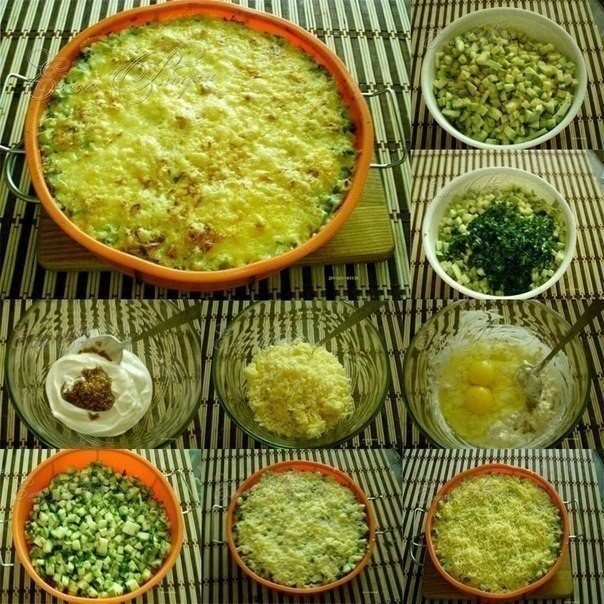 Кабачки, запеченные с сыром - объедение! 1. Кабачки порезать на кубики (3 средних кабачка) 2. ...