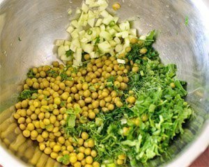 Окрошка на кефире мясная с зеленым горошком. Ингредиенты на 4-5 порций окрошки: ?горошек ... - 3
