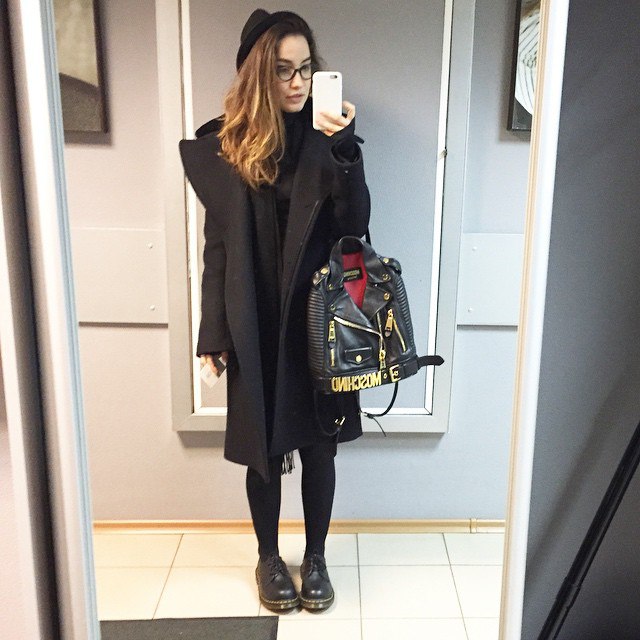 Back to black #acne #moschino #burberry #drmartens #carolineabram #hm #hmrussia