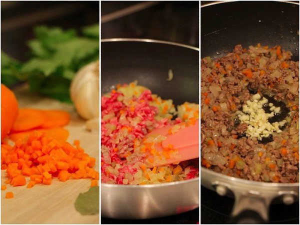 Мясной соус для спагетти.Ингредиенты:фарш - 300грепчатый лук - 1/2 (100г)морковь - 100гсельдерей - ... - 2