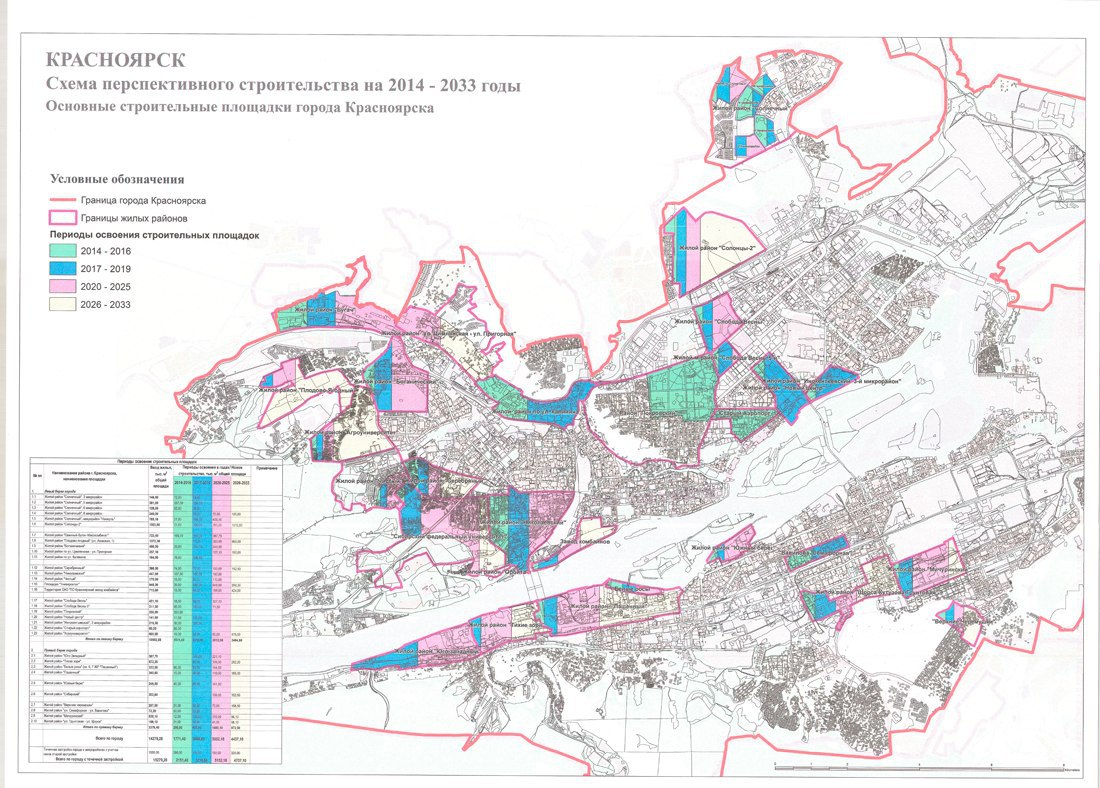 План застройки красноярска до 2033 года на карте в высоком разрешении