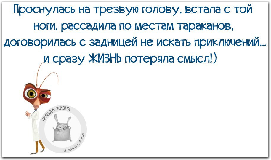 День вставания с той ноги. Проснулась сегодня на трезвую голову встала. Встали проснулись и пошли. Проснулись и пошли покорять этот мир. Рассадила все тараканов.