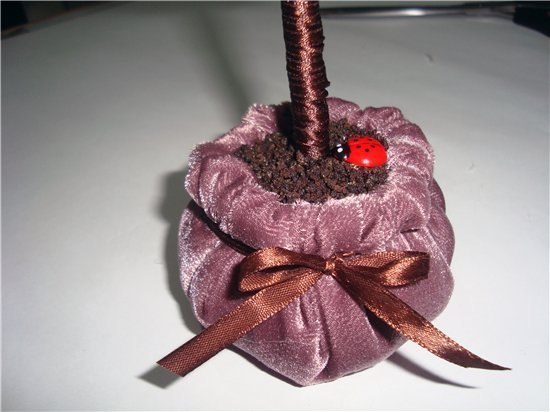 Кофейное дерево. Нам понадобится: 1) туалетная бумага; 2) кофе в зернах; 3) стаканчик от йогурта; 4) ... - 10