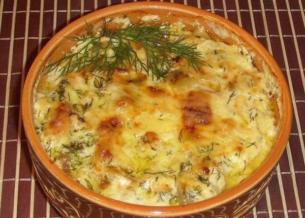 Картошка с курицей и грибами под соусом в глиняных горшочках.Ингредиенты:?Куриное филе — 400 ...