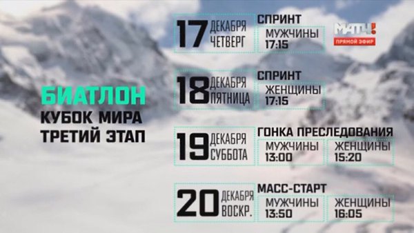 Расписание третьего этапа Кубка Мира по биатлону в Поклюке.