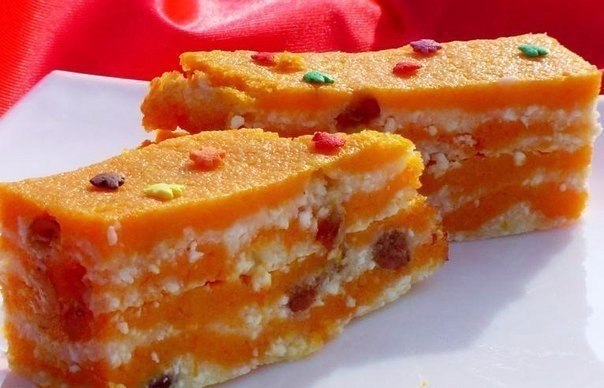 Тыква, запечённая с творогом и изюмом.на 100грамм - 56.19 ккал, Б/Ж/У - ...