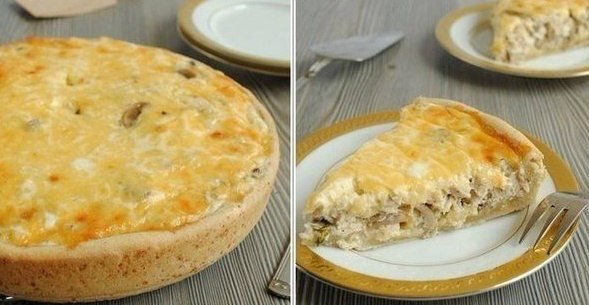 Лоранский пирог с курицей и грибами.Ингредиенты:Тесто:50г сливочного масла размягченного1 яйцо3 ...