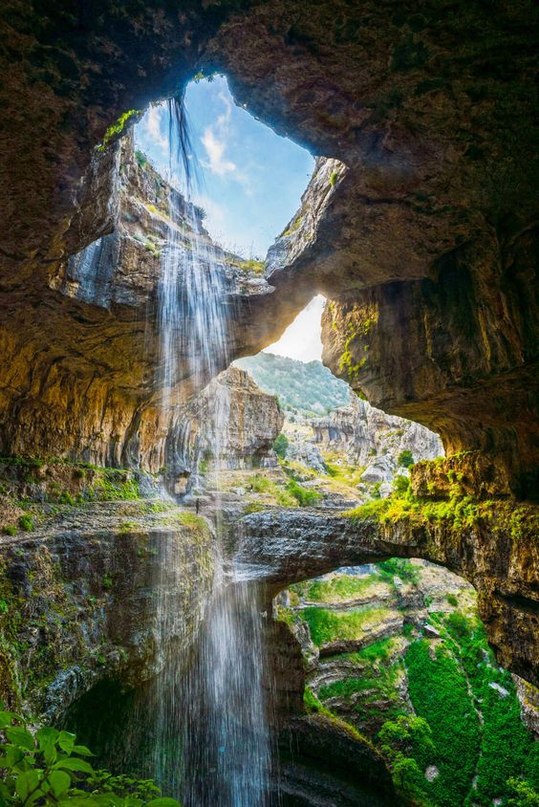 The Cave of Three Bridges, Baatara Gorge Waterfall