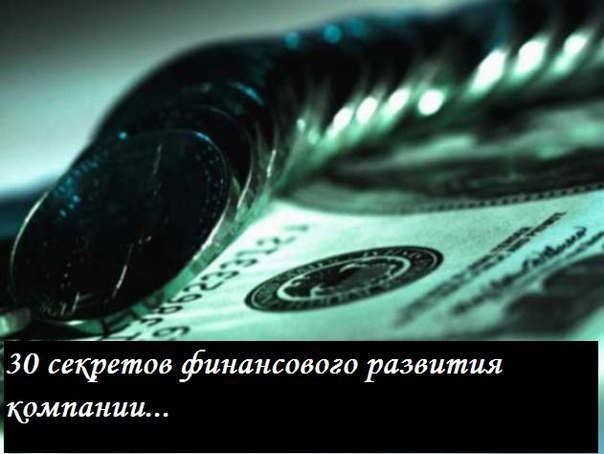 30 секретов финансового развития компании: 1. Любой грамотный руководитель планирует увеличение ...