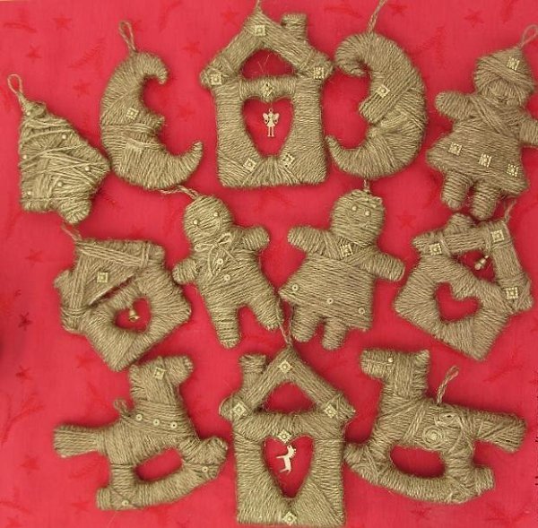 Ёлочные игрушки из шпагата.