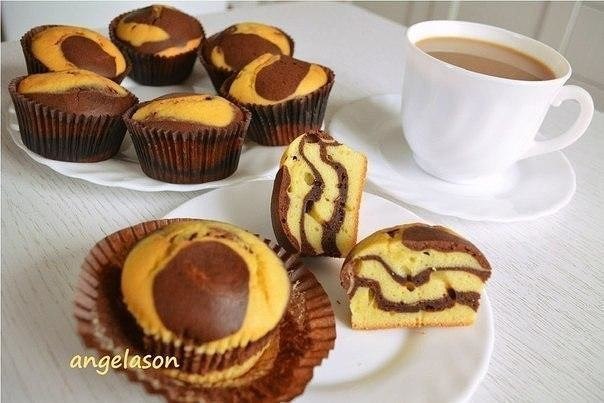 Очень вкусные и простые в приготовлении КЕКСЫ МИНИ ЗЕБРИКИ. ** Вместо маленьких формочек, можно ...