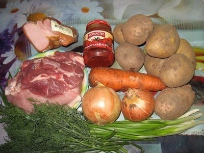 Жаркое по-Уральски.Очень вкусно и очень сытно! Ингредиенты:300 гр. грудинка копчёная600 гр. свинина1 ... - 2