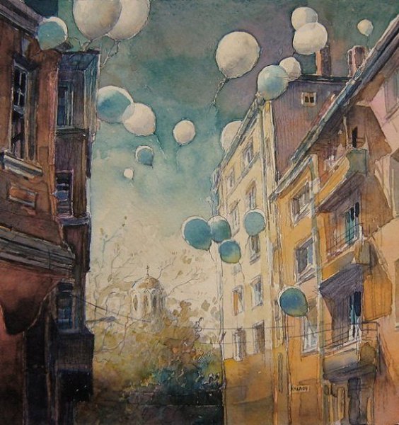 Городские пейзажи написанные акварелью.Художник Kalina Toneva - 3