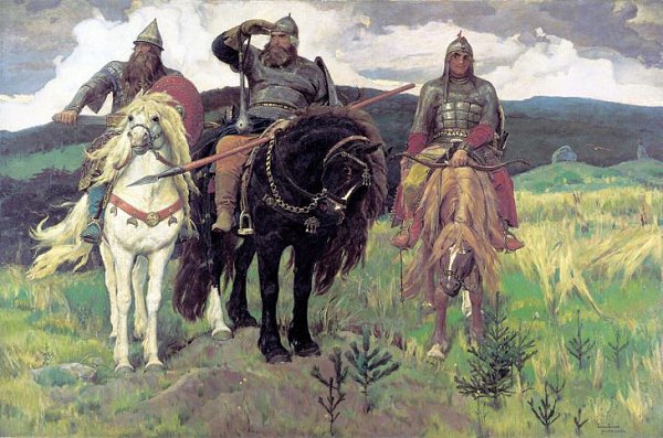 Среди картин, висящих в Третьяковской галерее, “Богатыри” кисти Васнецова — одна из писавшихся ...