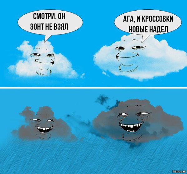 Вы говорите, что любите дождь, но сами раскрываете зонтик, как только почувствуете на себе его ...