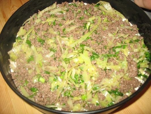 Супер нежный пирог с капустой и мясом.Ингредиенты:капуста свежая- половинка маленького кочанчика350 ... - 5