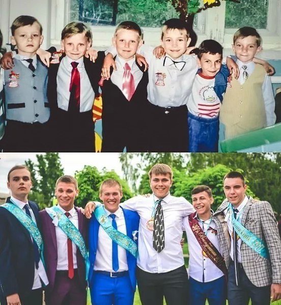 Выпускной в детском саду и в 11 классе. Вот это-дружба! Все11 лет они вместе!