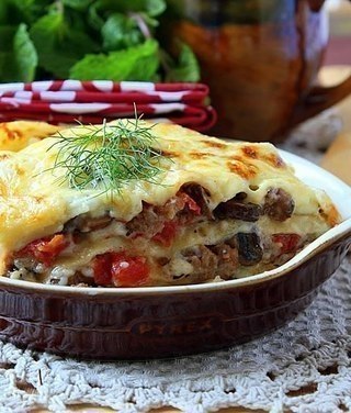 Лазанья с мясом и грибами .Ингредиенты: 250 гр говяжий фарш 1 большая луковица 250 гр грибы ...
