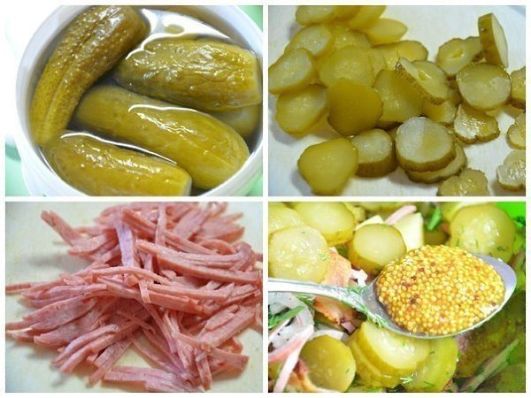 Немецкий картофельный салат.Ингредиенты:- 2 средних картофелины- 3-4 небольших маринованных огурца ... - 3