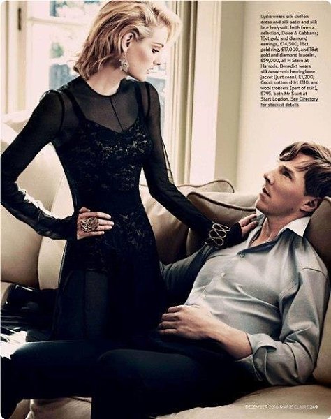 Бeнeдикт Kaмбepбэтч и Лидия Хёpст в жуpнaлe Marie Claire UK, 2010. Фoтo: Джoнти Дэвис - 3