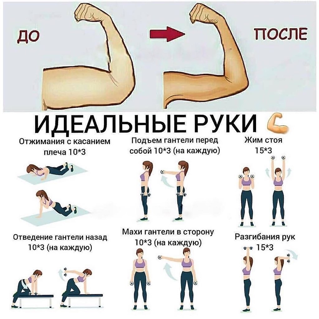 Подтянуть руки с гантелями