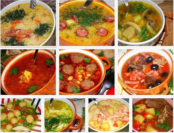 Подборка первых блюд.1. Ароматный супчик с копчёной курицей и плавленным сыркомкопчёный окорочок - ...