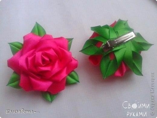 Розочки из атласных лент. Мастер-класс.