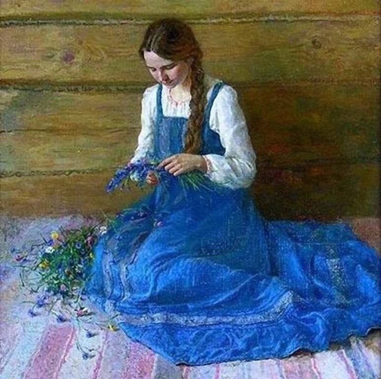 Сергей Есенин.Тебе одной плету венок,Цветами сыплю стежку серую.О Русь, покойный уголок,Тебя люблю, ...