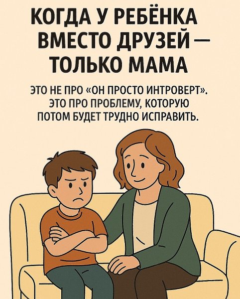 Когда у ребёнка вместо друзей — только мама... Это не про «он просто интроверт». Это про проблему, ...