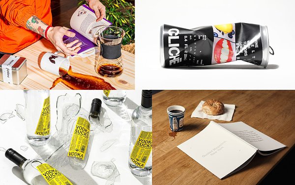 Приём: намеренный бардак в презентации дизайна.Мы собрали интересные примеры кейсов айдентики и ...