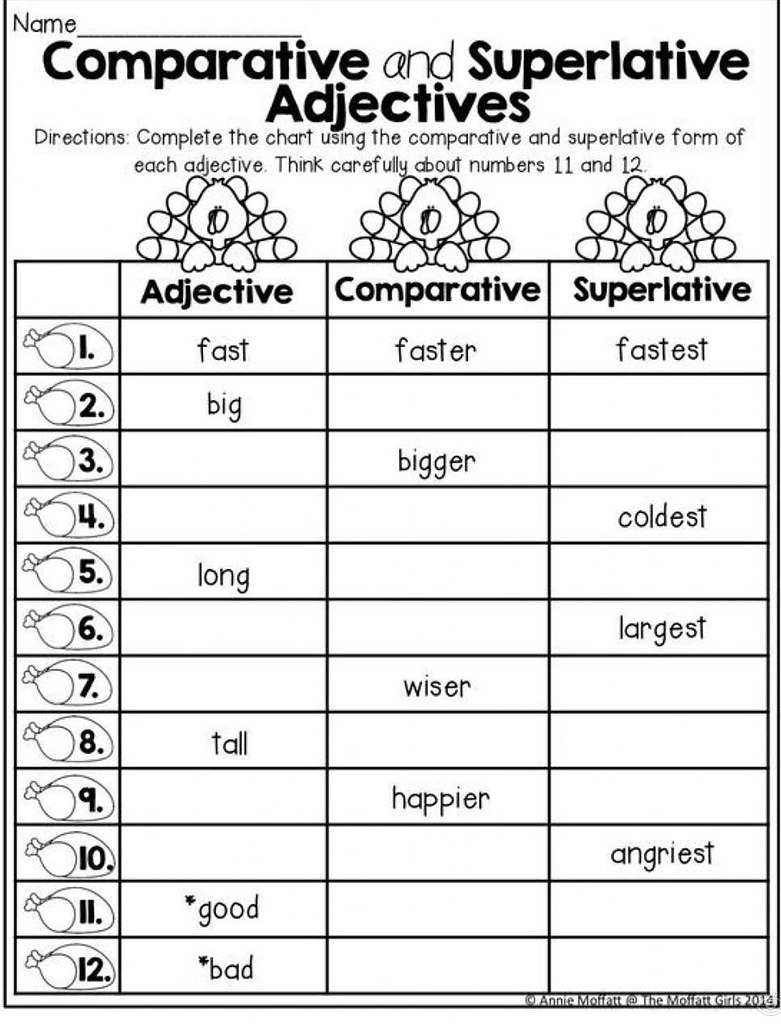 Comparative and superlative adjectives worksheets - 6