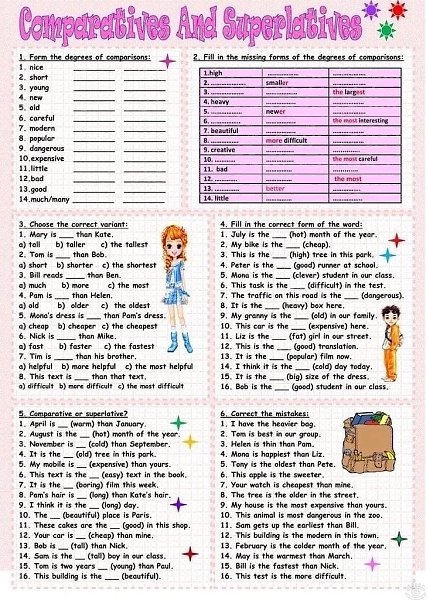 Comparative and superlative adjectives worksheets - 2