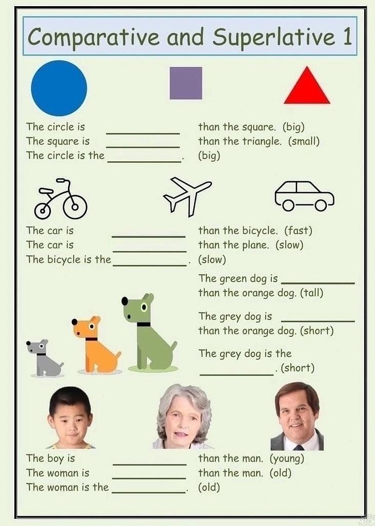Comparative and superlative adjectives worksheets - 3