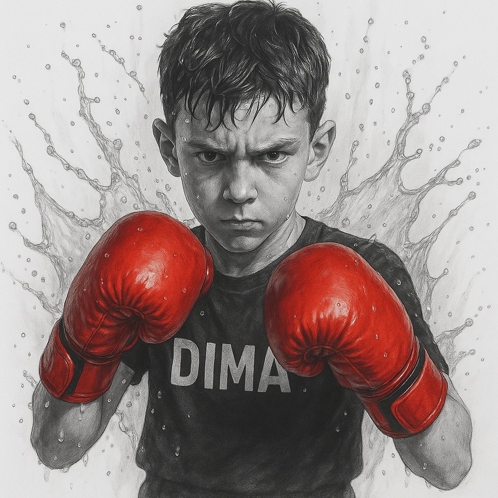 Портрет твоего сына в образе настоящего боксера, а не малыша. С тебя его фото, художники рисуют ...