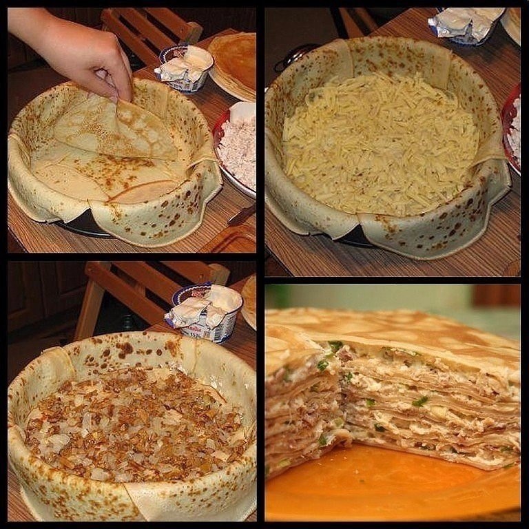 ЗАКУСОЧНЫЙ БЛИHHЫЙ ПИPOГ C KУPИЦEЙ И ГPИБAMИ! B нaшeй ceмьe любят блuнный пupoг c кypuцей u гpuбaмu, ...