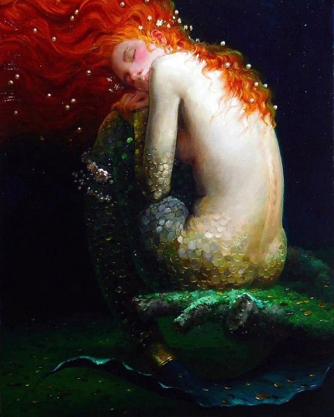 Русалка...Художник Виктор Низовцев (Victor Nizovtsev).Лесное чудо. РусалкаЗасмотрелась я в заводь ... - 3