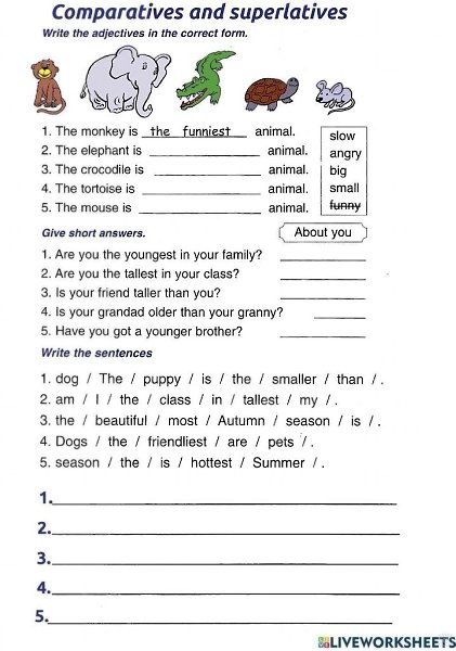 Comparative and superlative adjectives worksheets - 5